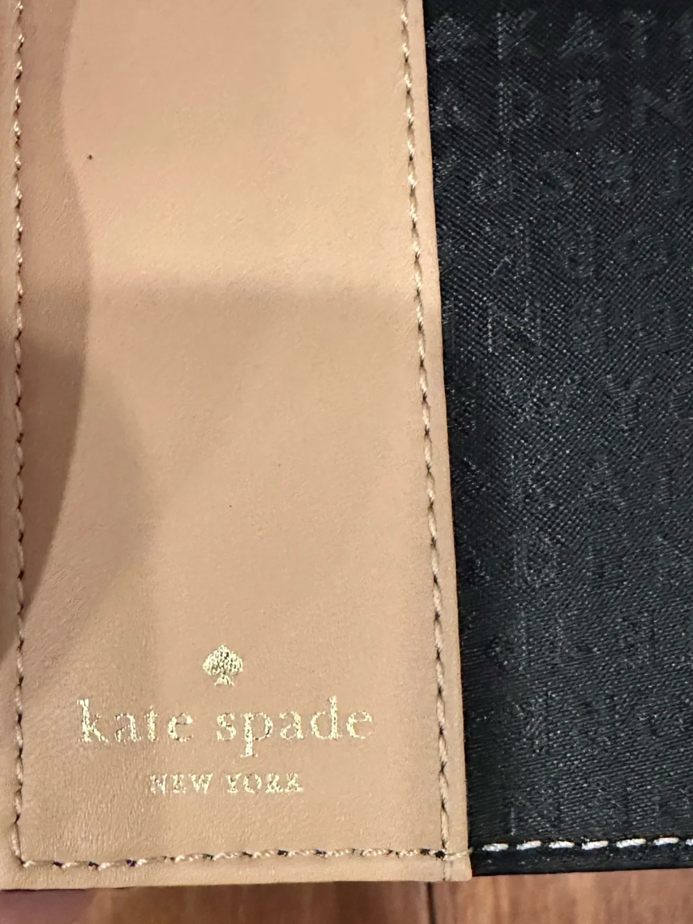 kate spade Black Passport Cover with Gold Logo